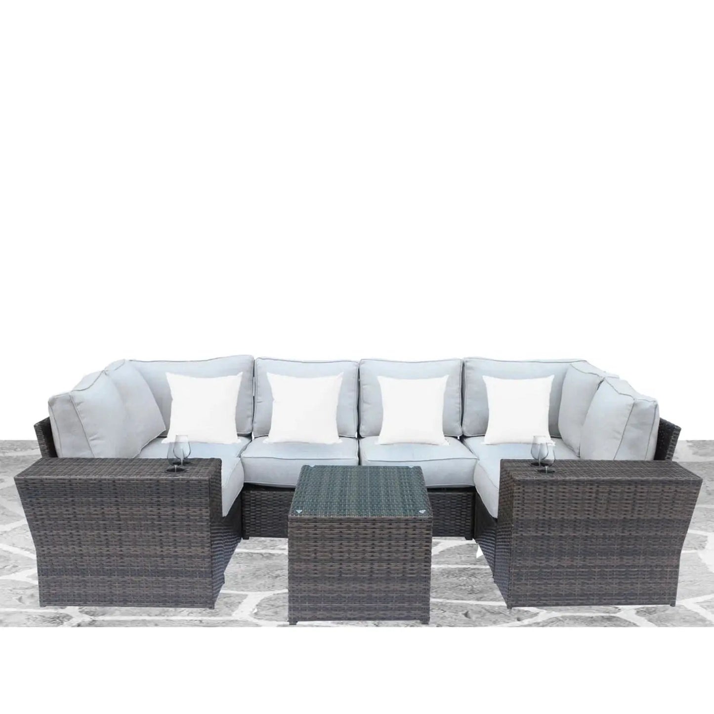 Outdoor Wicker Sectional with Weather Cushions