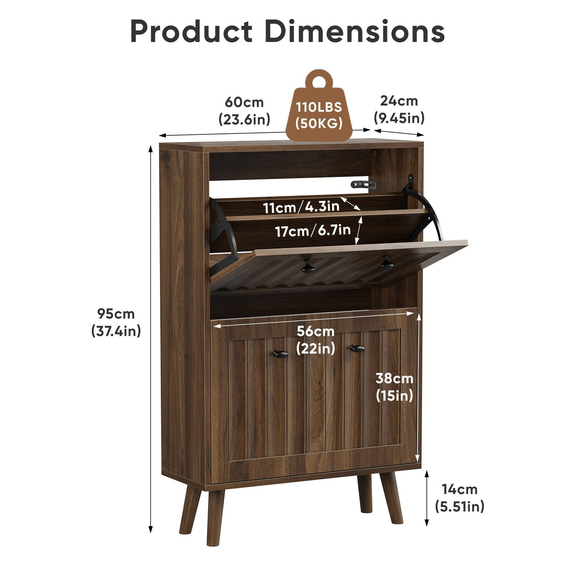 Walnut shoe cabinet with upright storage mid-century modern style HouseOfZazla on Tampa Home & Garden Store