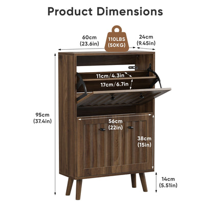 Walnut shoe cabinet with upright storage mid-century modern style HouseOfZazla on Tampa Home & Garden Store