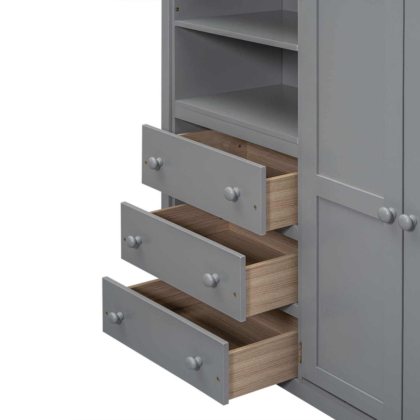 Loft Bed with Built In Wardrobe and Drawers in gray finish with wood interiors by HouseOfZazla on Tampa Home & Garden Store