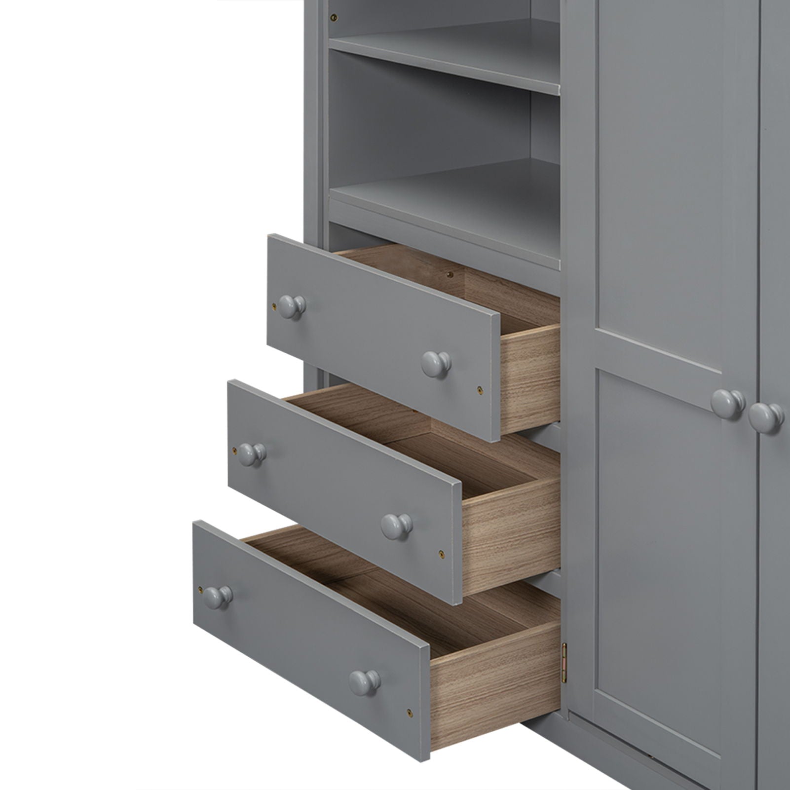 Loft Bed with Built In Wardrobe and Drawers in gray finish with wood interiors by HouseOfZazla on Tampa Home & Garden Store