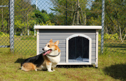 Medium wooden outdoor dog house waterproof roof elevated floor adjustable feet HouseOfZazla on Tampa Home & Garden Store