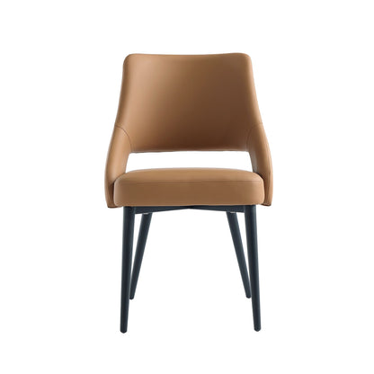 Tremont Dining Chair tan leather armchair with black steel frame on Tampa Home & Garden Store