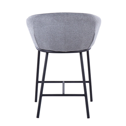 Ashland Contemporary Counter Stool Set of 2 with gray fabric upholstery and black metal legs on Tampa Home & Garden Store