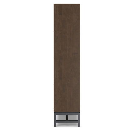 Handcrafted mid century bookcase and shelves in dark brown wood with metal base by HouseOfZazla on Tampa Home & Garden Store