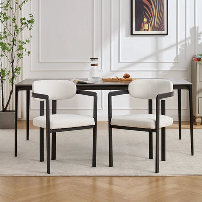 Dining Arm Chairs Set of 2 with Matte Metal Legs
