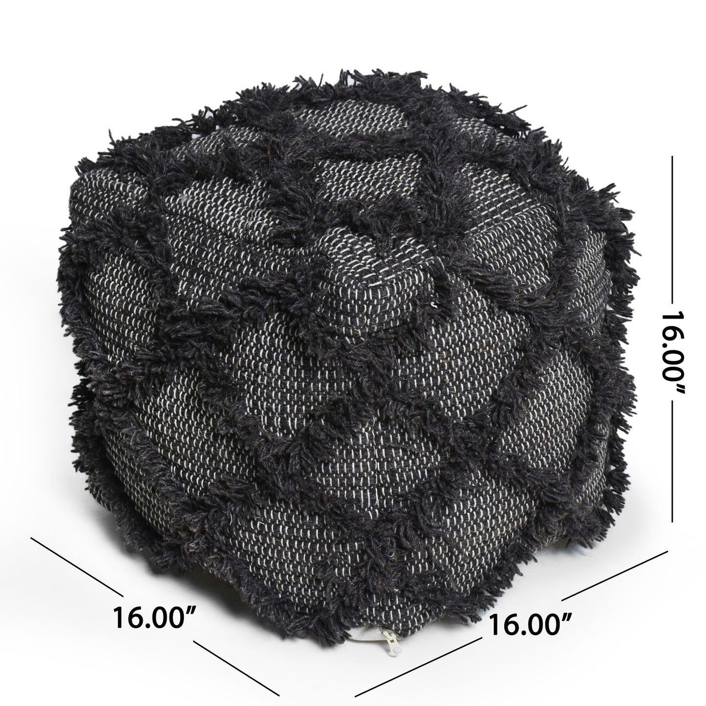 Jumanji Handcrafted Wool and Cotton Pouf Brown