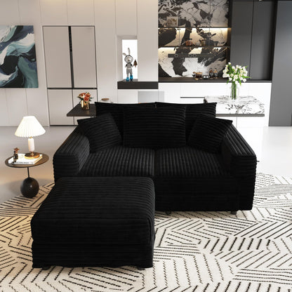 Deep Seat Sofa Bed With Ottoman and Soft Pillows