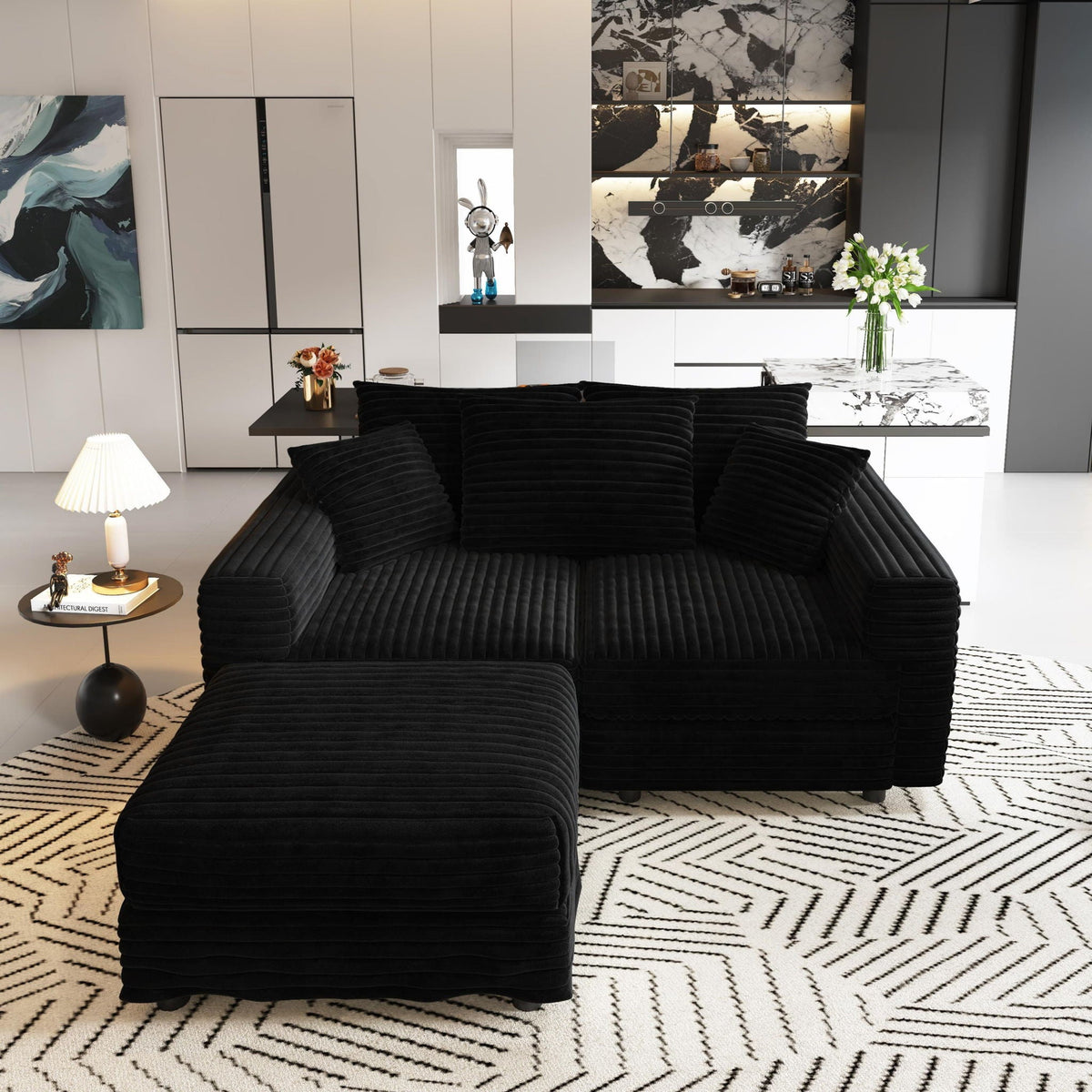 Convertible Sofa With Deep Seat and Pillows