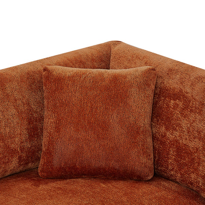 Modern Flared Arms Sofa in a Caramel Chenille