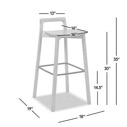 Bar stool HouseOfZazla walnut modern minimalist low back with iron footrest on Tampa Home & Garden Store