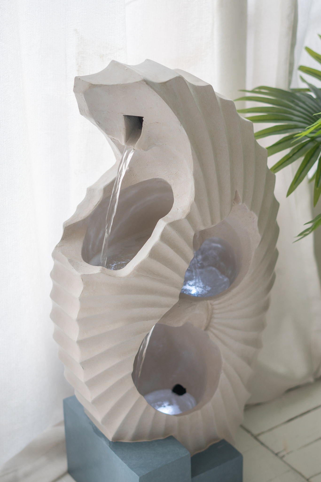 Abstract Water Fountain With Base and Night Light
