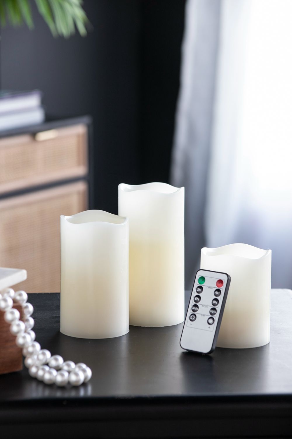 LED Candles With Remote Timer Set Of 3 Ivory