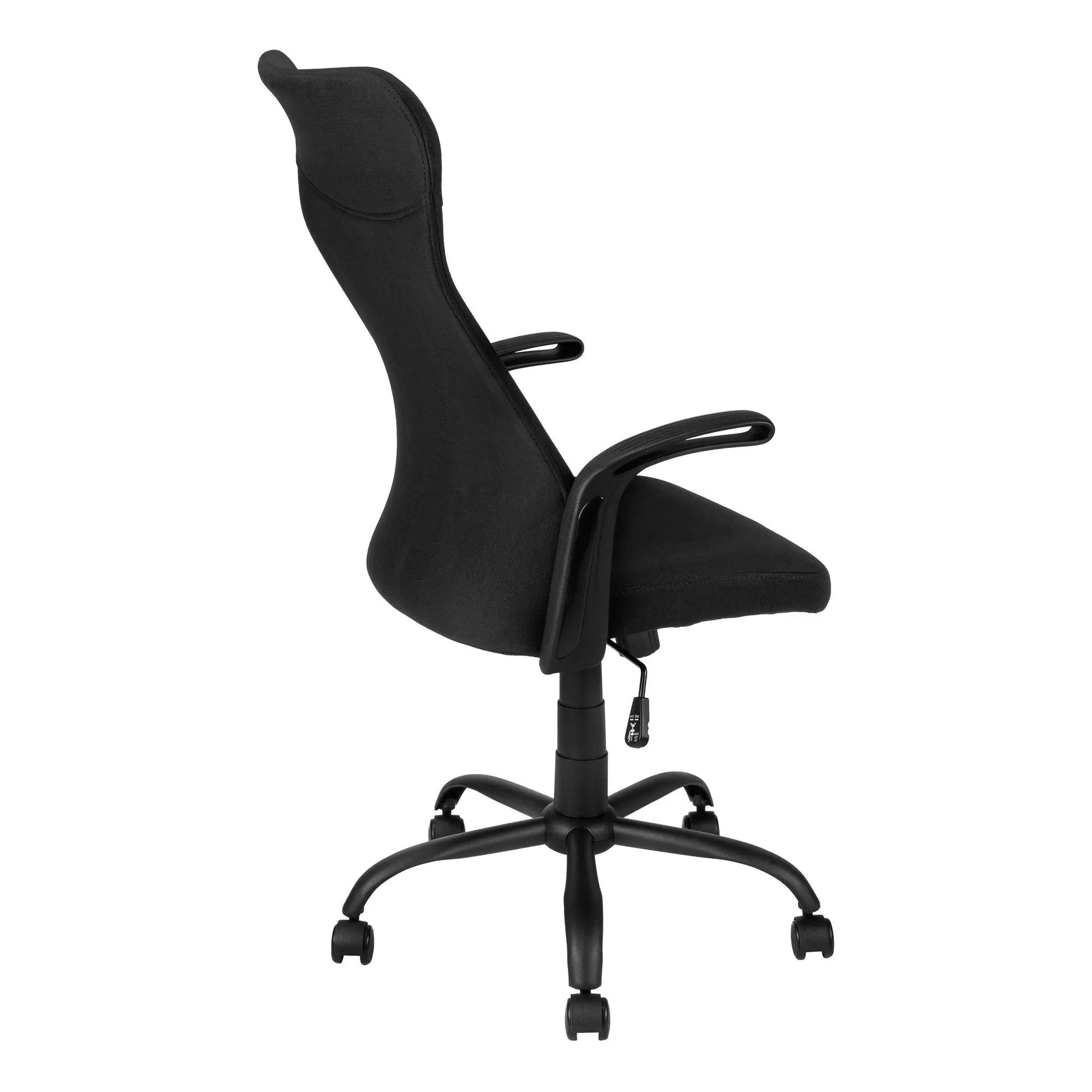 Office chair black fabric, adjustable height, swivel, padded armrests, five-star wheeled base on Tampa Home & Garden Store