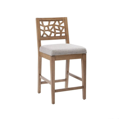 Counter Stool Light Gray Upholstered Seat