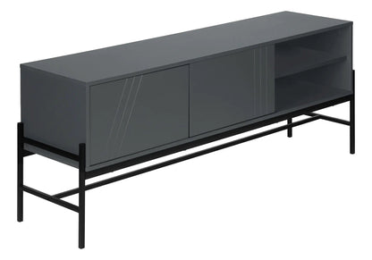 TV Stand in gray with metal frame, open shelves and doors by Unique Piece Furniture on Tampa Home & Garden Store
