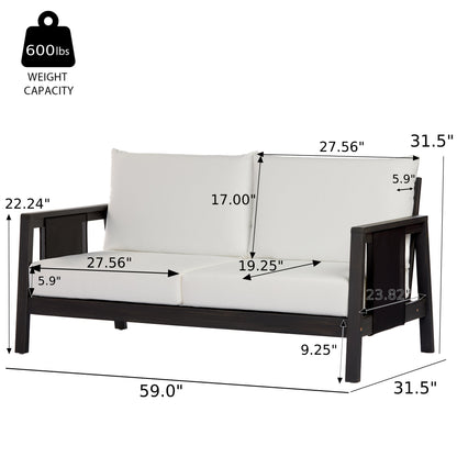 Outdoor Acacia Wood Loveseat and Coffee Table Set