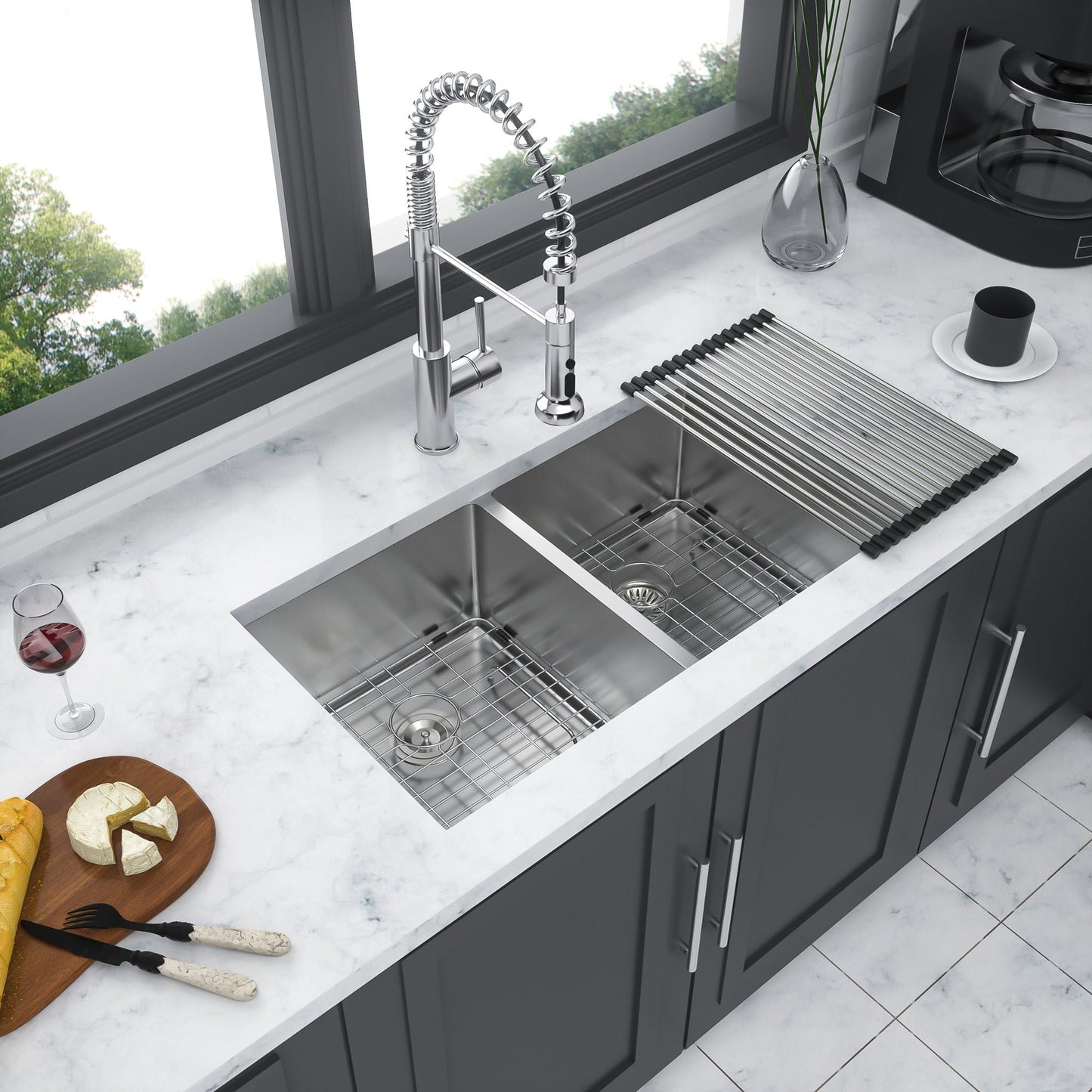 Modern Double Bowl Undermount Sink And Steel