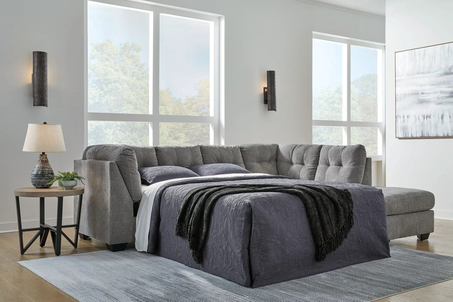 Marleton Sleeper Sectional in dark gray quilted fabric by Unique Piece Furniture on Tampa Home & Garden Store