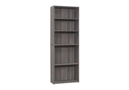 6-tier bookcase in gray wood grain finish, office-ready transitional bookshelf on Tampa Home & Garden Store