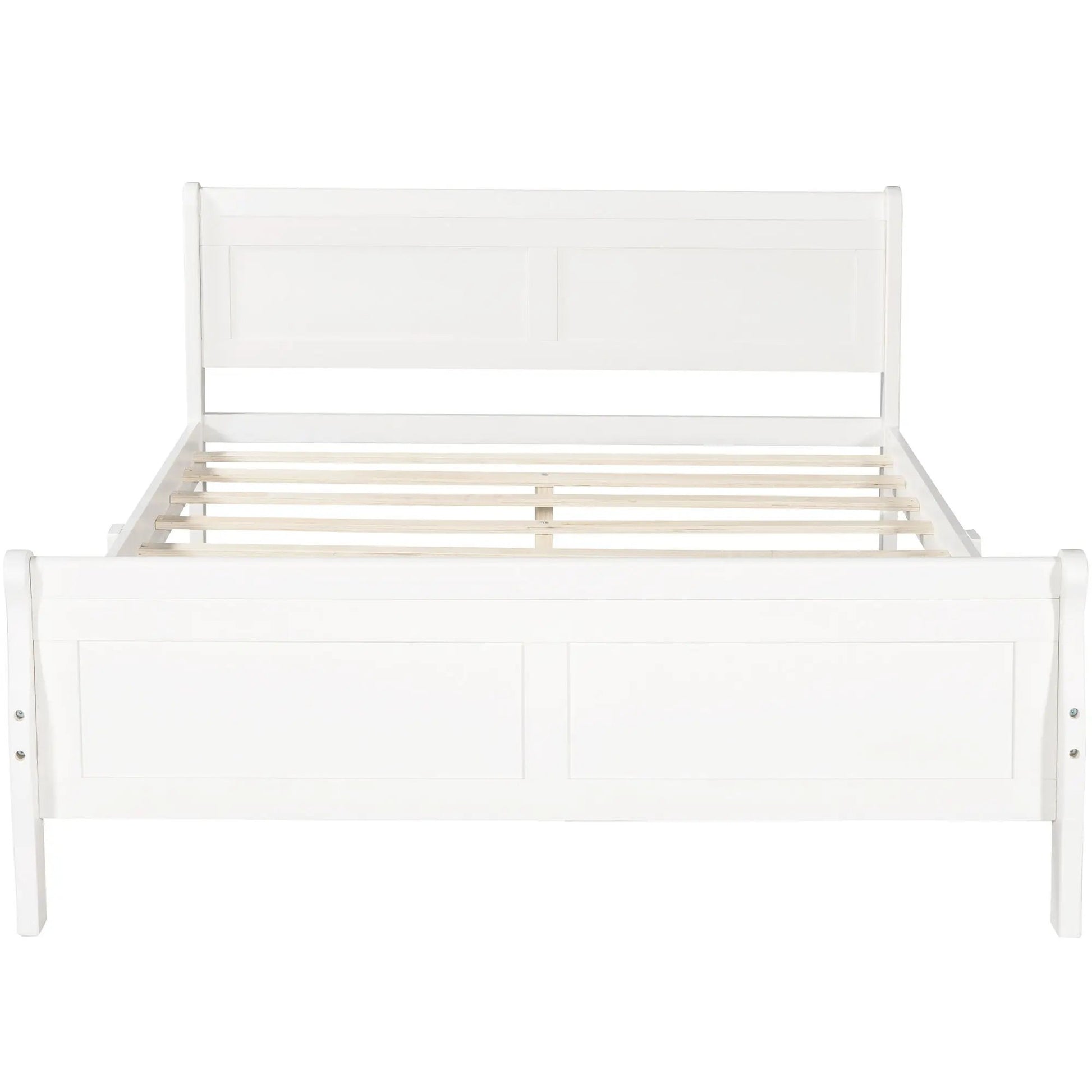 White wood platform bed frame with headboard and slat support Unique Piece Furniture on Tampa Home & Garden Store