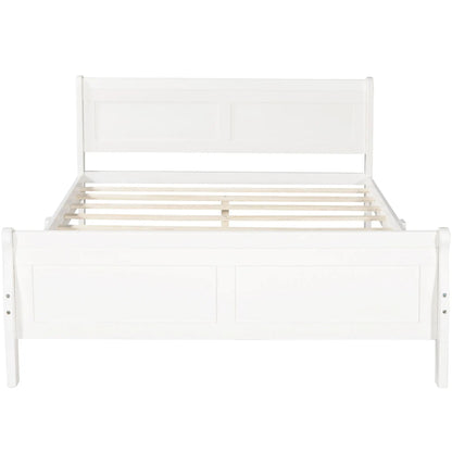 White wood platform bed frame with headboard and slat support Unique Piece Furniture on Tampa Home & Garden Store