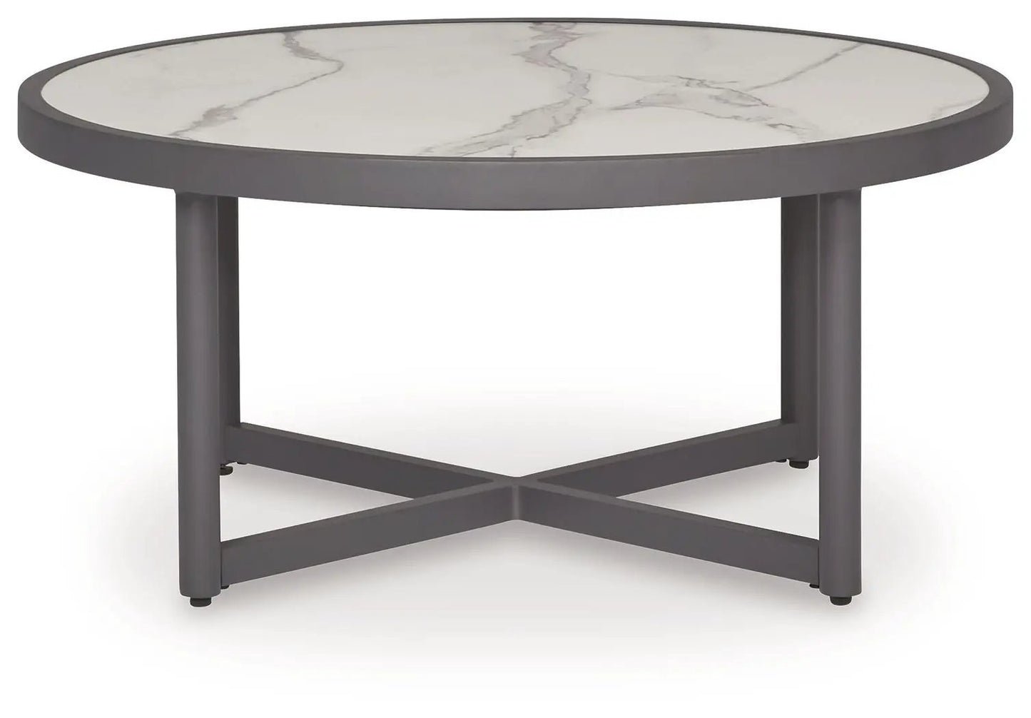 Ocean Beach Round Table in Gray Marble Look
