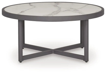 Ocean Beach Round Table in Gray Marble Look