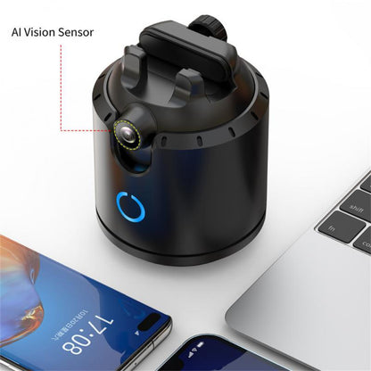 Intelligent Dual Axis Camera with AI Vision Sensor, black compact action camera beside laptop on Tampa Home & Garden Store