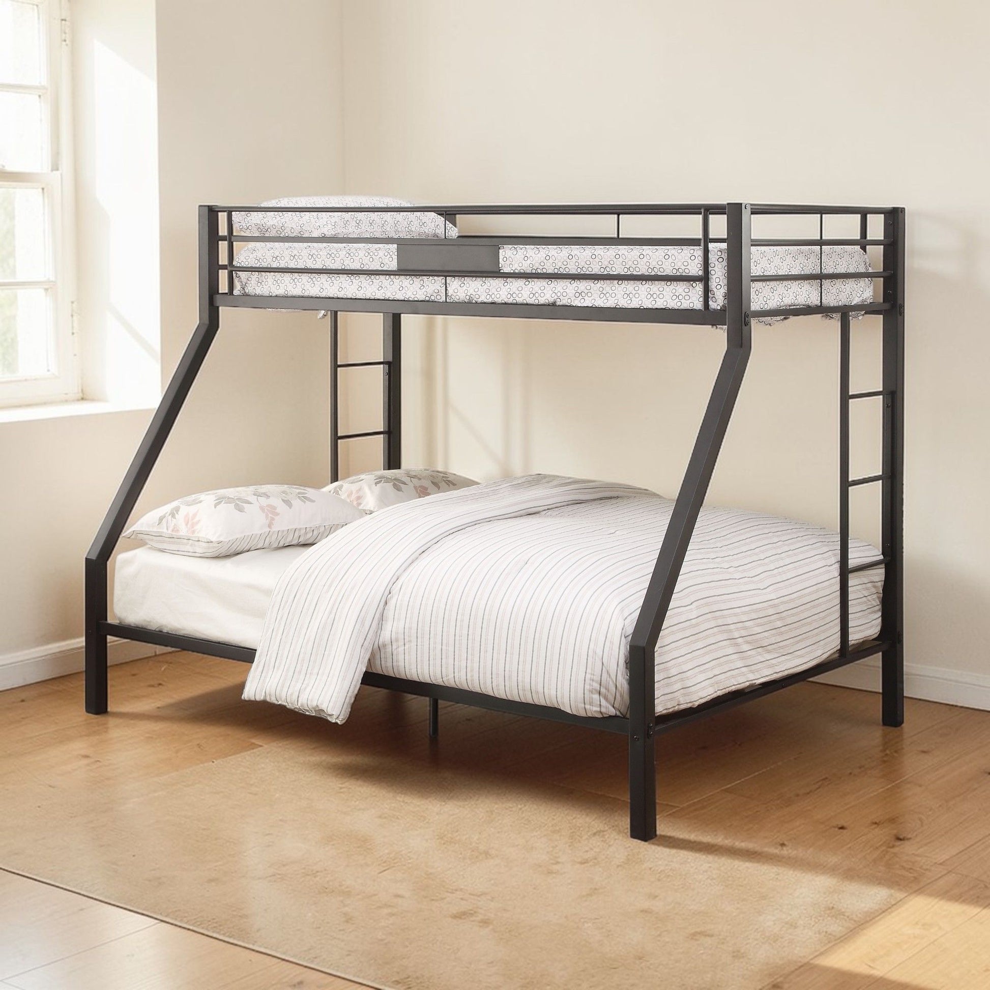 Limba Spacious Design Double Bunk Bed, black metal frame, 2 bunks by HouseOfZazla on Tampa Home & Garden Store