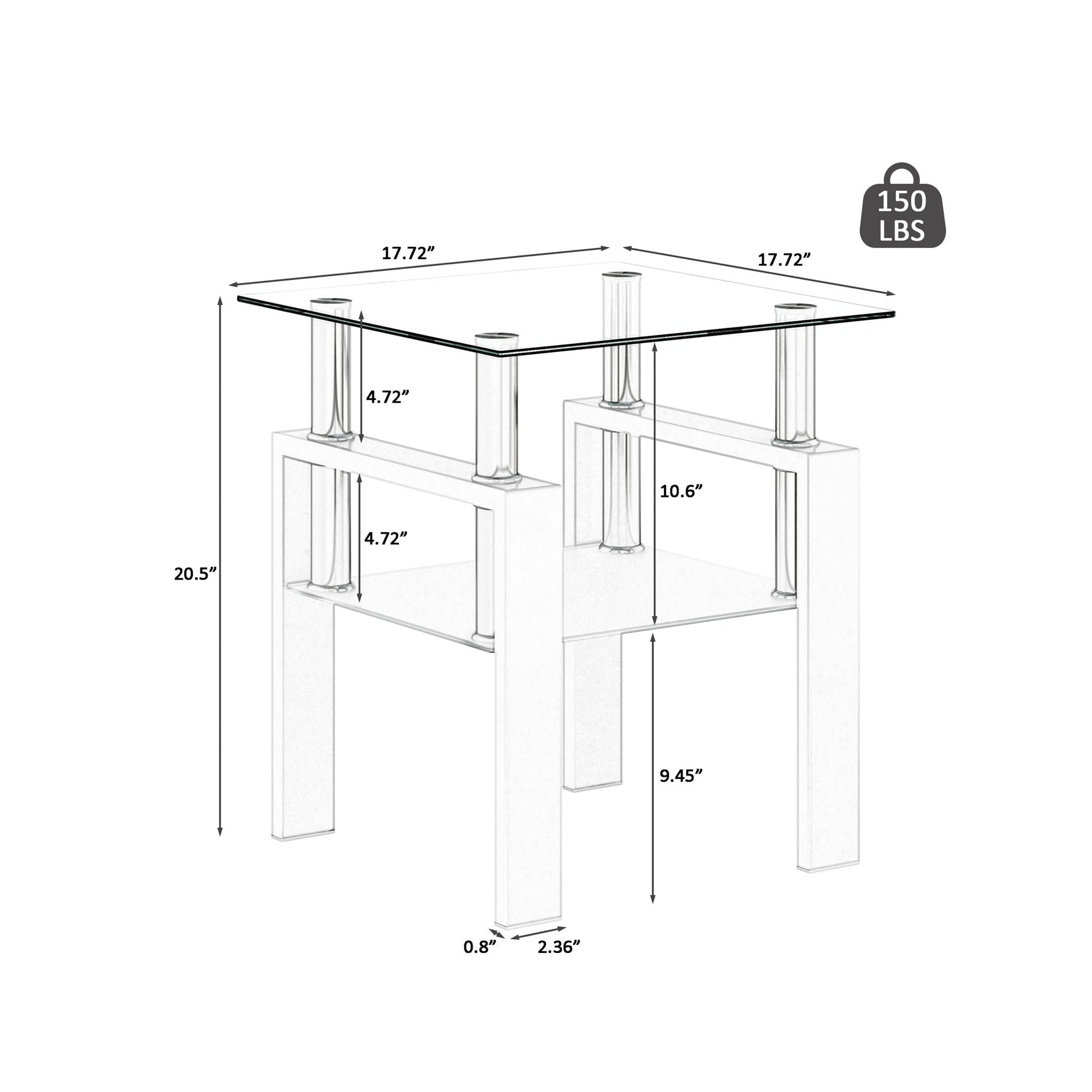 Modern tempered glass end square tea table with chrome legs, Unique Piece Furniture on Tampa Home & Garden Store