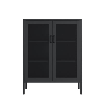 Metal accent cabinet with adjustable shelves, black mesh doors, HouseOfZazla on Tampa Home & Garden Store