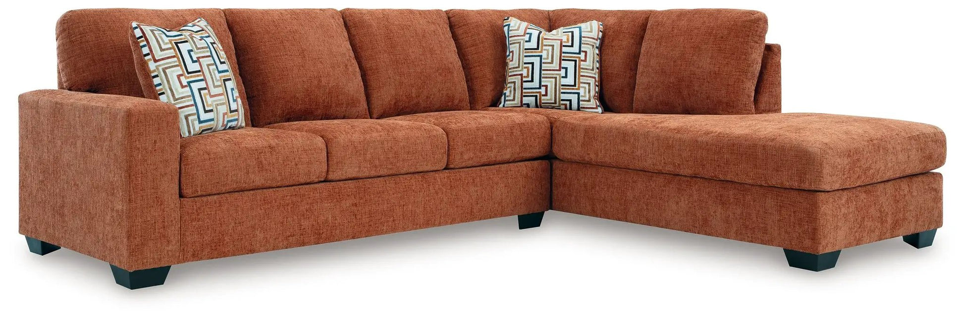 Aviemore Sectional sofa in rust-orange fabric, two-piece set by Unique Piece Furniture on Tampa Home & Garden Store