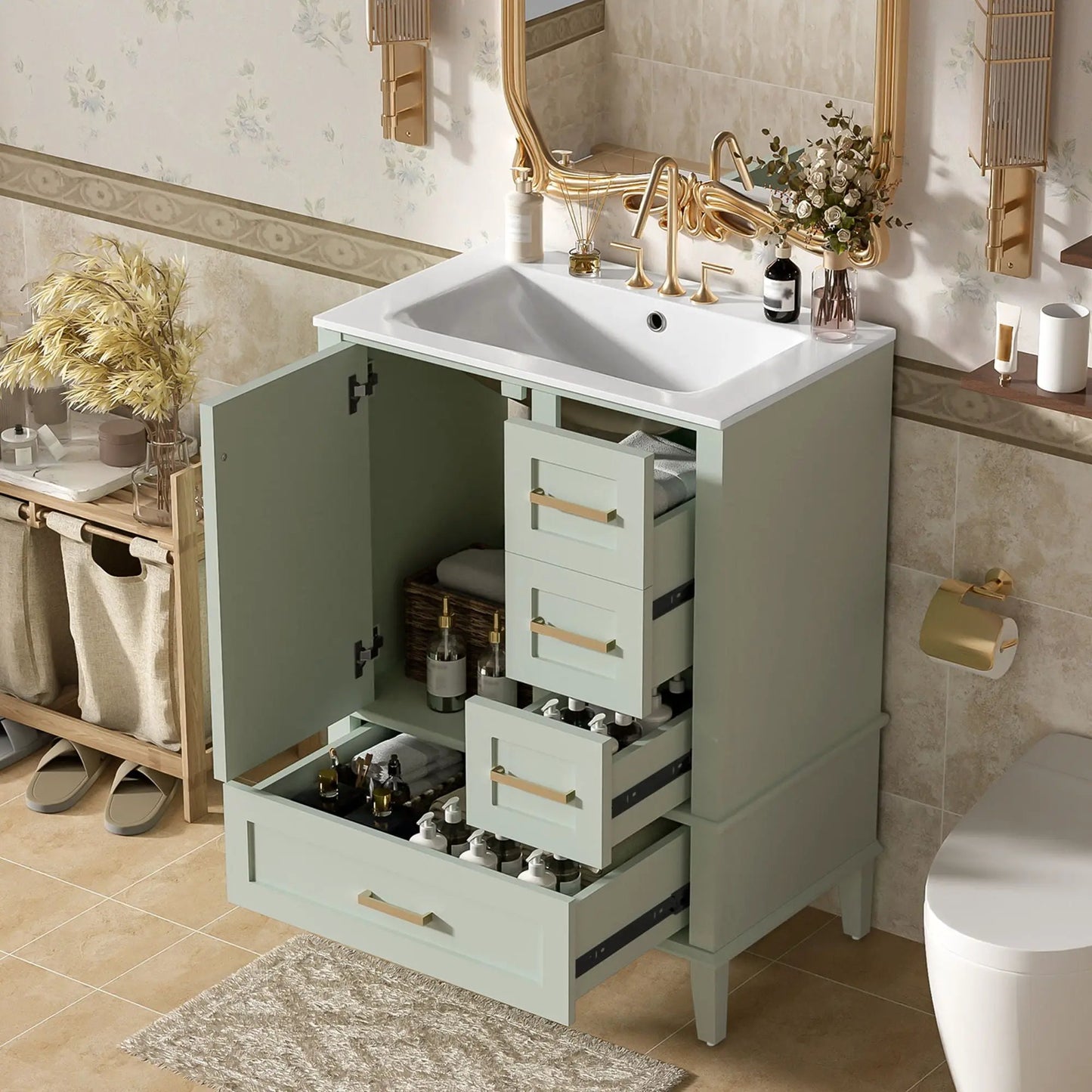 Bathroom Vanity With Sink Solid Wood Cabinet