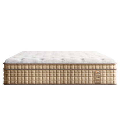 14in Hybrid Mattress by HouseOfZazla with innerspring & gel memory foam beige fabric on Tampa Home & Garden Store