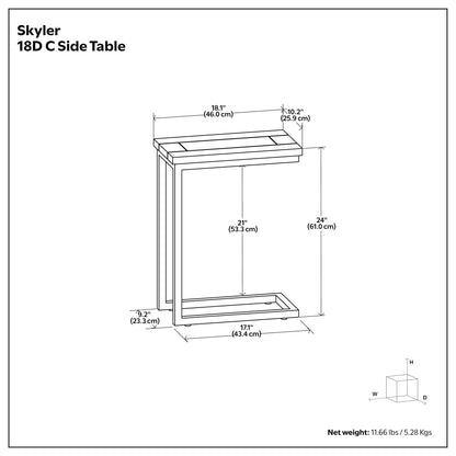Skyler C Shaped Side Table for Living Room
