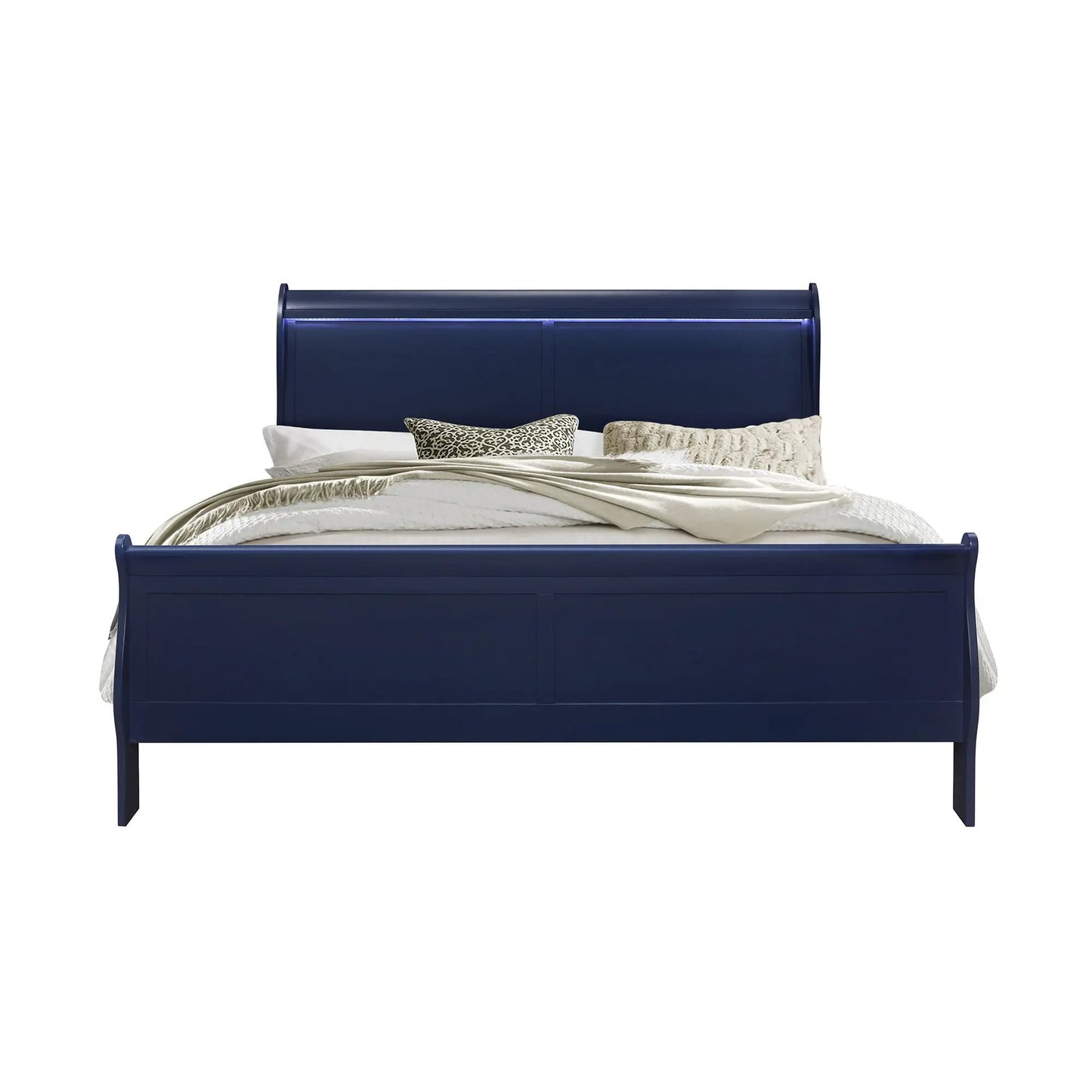 Charlston Bed with LED Lighting, Sleigh Style