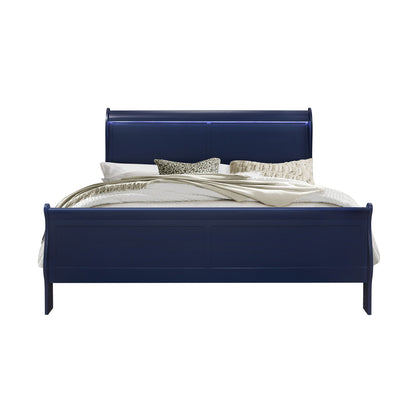 Charlston bed with LED, navy blue sleigh bed frame with illuminated headboard on Tampa Home & Garden Store