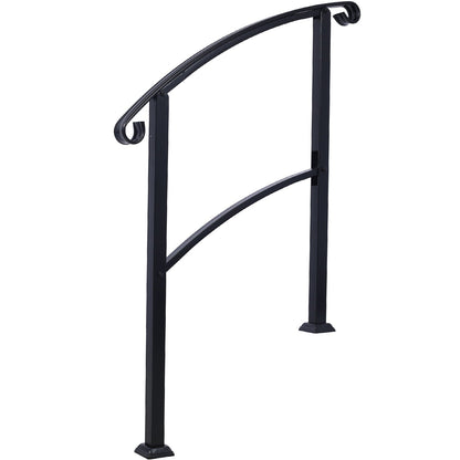 Sturdy Black Outdoor Steps and Porch Handrail
