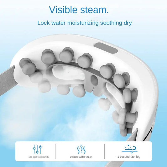 Eye Care Steam Humidifying Massager Eye Mask, curved white band with massage nodes on Tampa Home & Garden Store