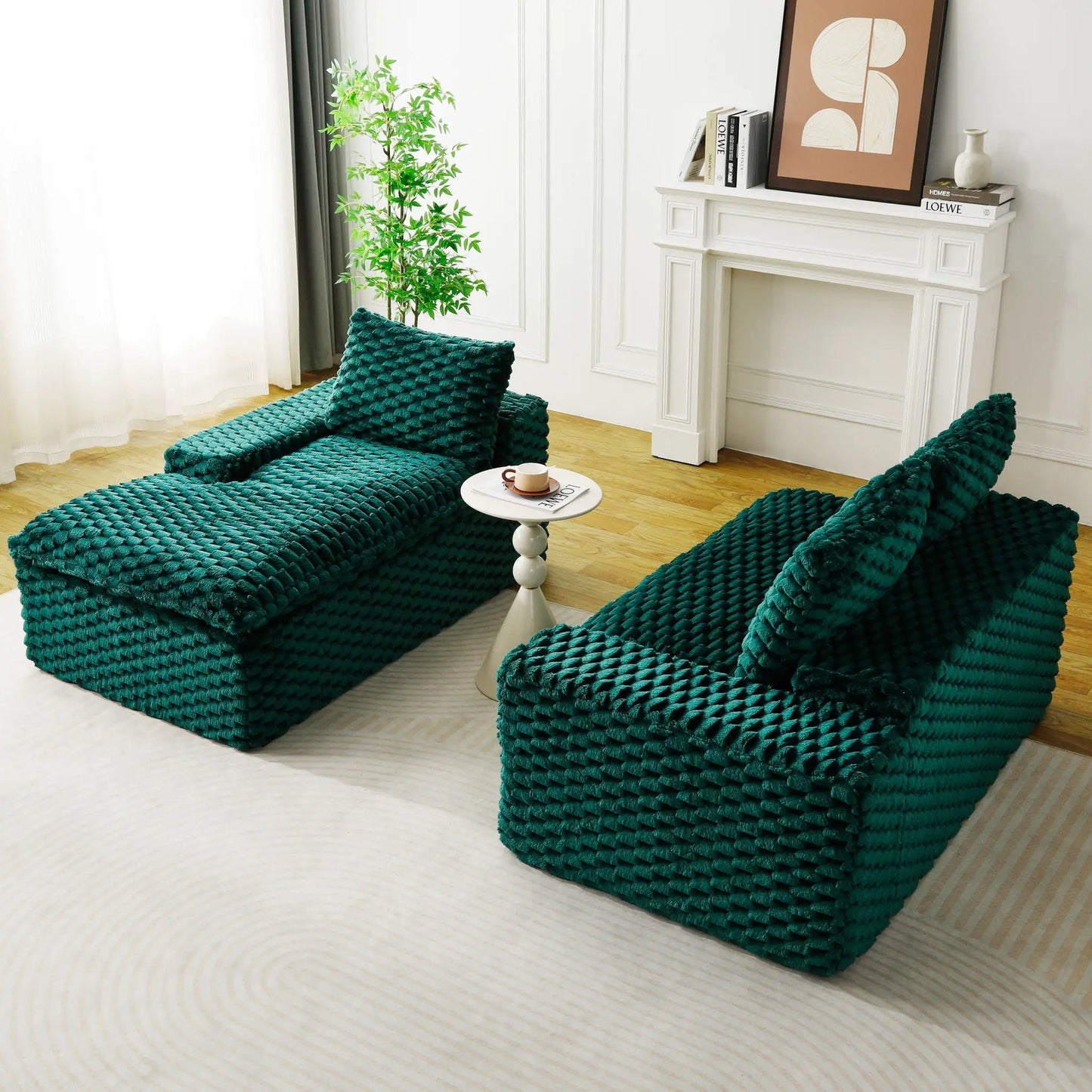 Modular Sofa, Convertible Twin Seat with Chaise