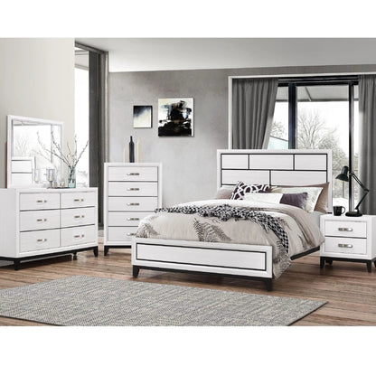 Nightstand 2 Drawers Handles for Bedroom White