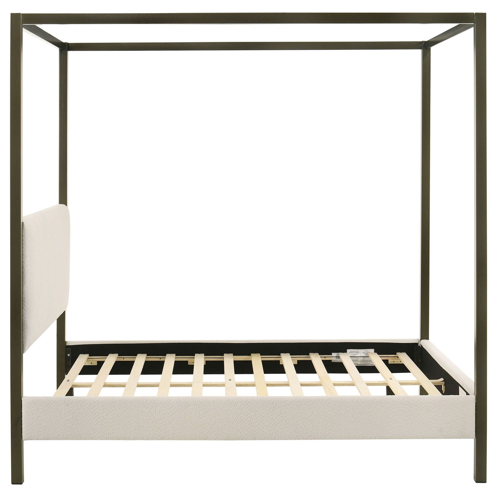Mellie Canopy Bed by HouseOfZazla, dark metal frame with wooden slat base on Tampa Home & Garden Store