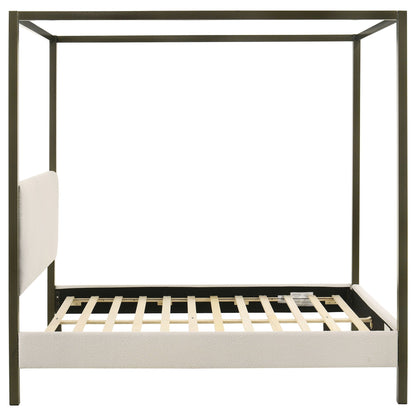Mellie Canopy Bed by HouseOfZazla, dark metal frame with wooden slat base on Tampa Home & Garden Store