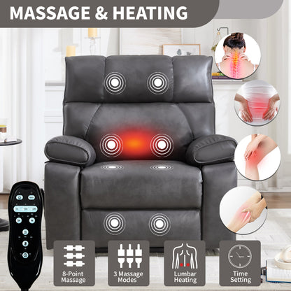 ComfortMax dark oversized lift recliner chair with heating and massage remote control visible on Tampa Home & Garden Store