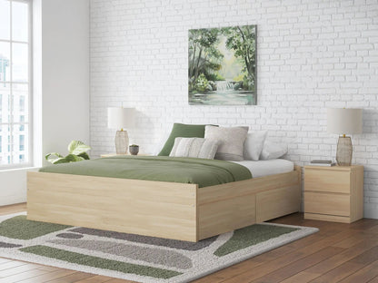 Onita Platform Bed in light wood with integrated storage drawers and clean lines on Tampa Home & Garden Store