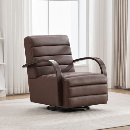 360° Swivel Accent Chair with Armrests dark brown upholstery by HouseOfZazla on Tampa Home & Garden Store