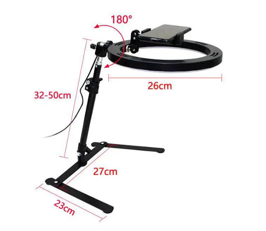 Ring Light with Tripod for YouTube Selfie, black VIP Digital Presence, 32–50 cm pole, 26 cm ring on Tampa Home & Garden Store