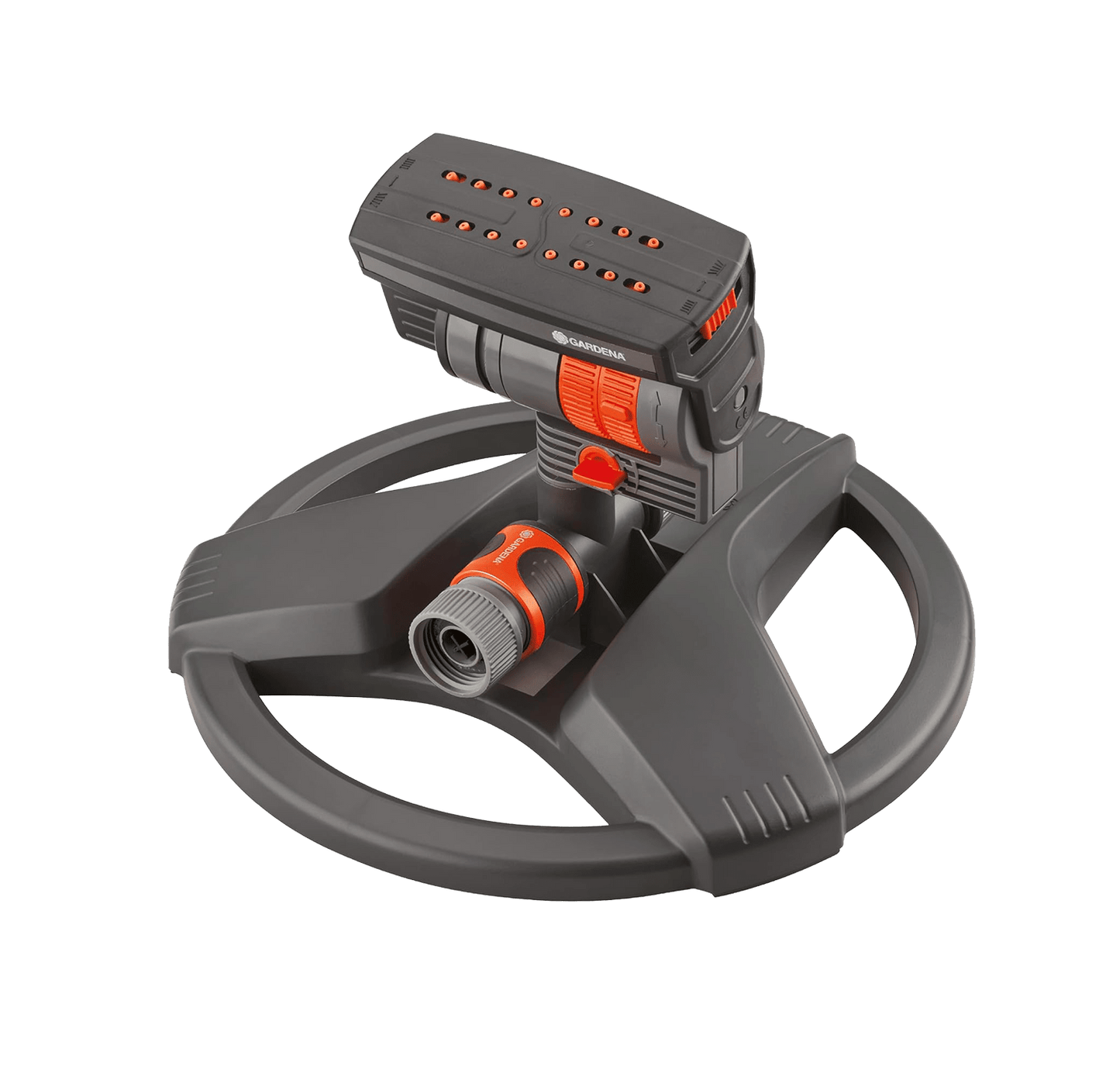 Gardena ZoomMaxx oscillating sprinkler on weighted sled base, 2300 sq ft coverage on Tampa Home & Garden Store