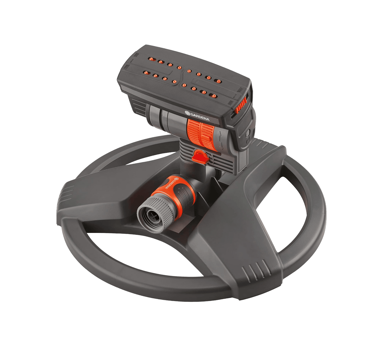 Gardena ZoomMaxx oscillating sprinkler on weighted sled base, 2300 sq ft coverage on Tampa Home & Garden Store